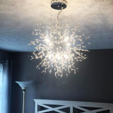 8 Light Sputnik Chandelier, Modern Crystal Chandelier for Dining Room Bedroom Living Room, 17.7in, G9 Bulbs
