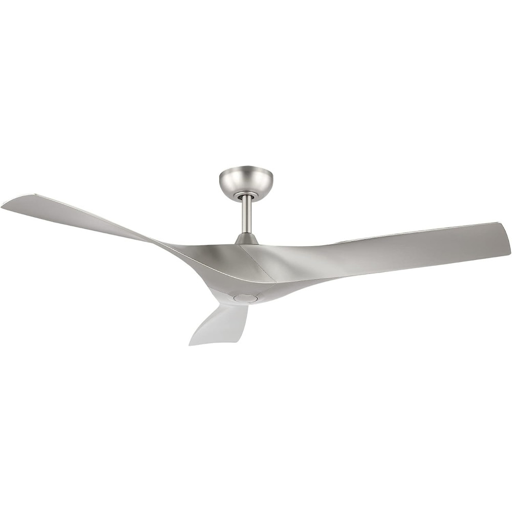 52" DC Ceiling Fan without Lights, Brushed Nickel, 3 Curved ABS Blades, Noiseless Reversible DC Motor, ETL Listed