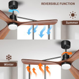 52" Ceiling Fan with Lights Remote Control Outdoor Wood Ceiling Fans Noiseless Reversible DC Motor