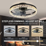 Modern Indoor Flush Mount Ceiling Fan with Lights,Dimmable Low Profile Ceiling Fans,3 Light Tones and 6 Speeds, Black