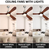 52" Ceiling Fan Outdoor Ceiling Fan with LED Light Remote Control,Reversible DC Motor and Brushed Nickel