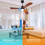52" Ceiling Fans with Lights Remote Control, 3 Wood Blades Indoor Farmhouse, Outdoor Patios, DC Reversible Motor